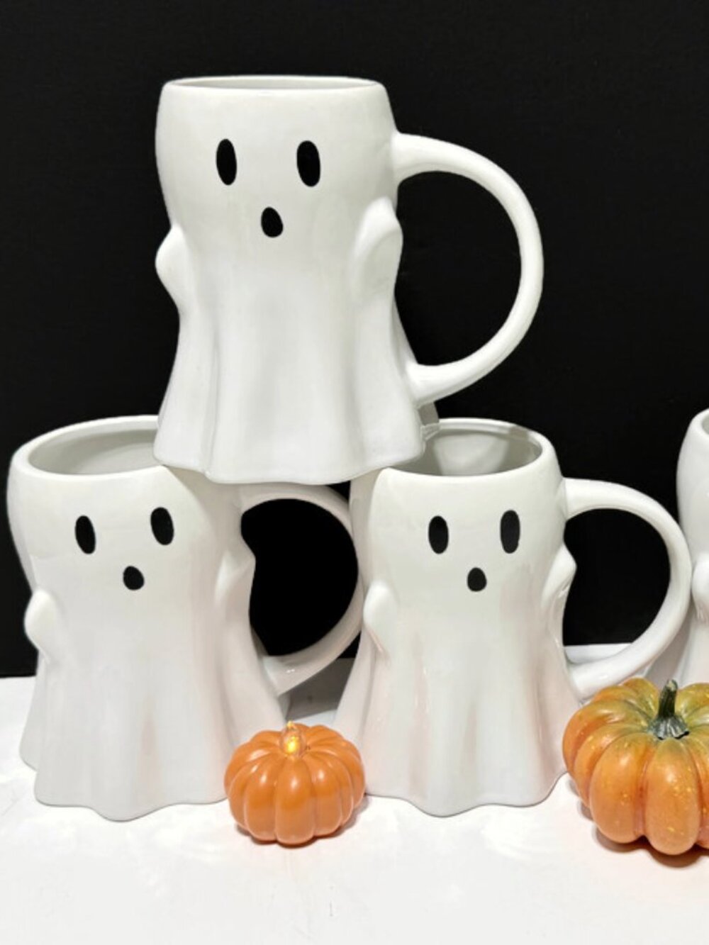 Pair of Cute, Large White Ghost Mugs, "Hyde and Eek" (Target), Circa 2025